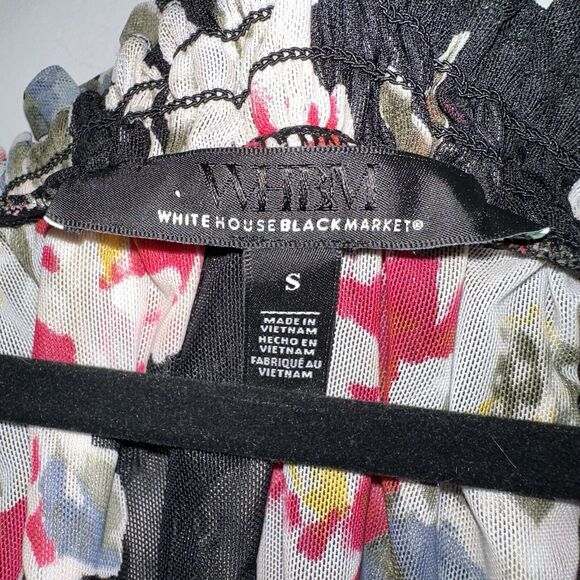 White House Black Market Women’s Floral Off The Shoulder Top Mesh Size Small - Picture 4 of 5